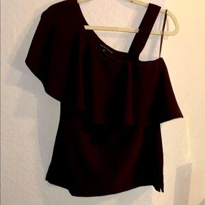 Boston Proper Burgundy One-Shoulder Top